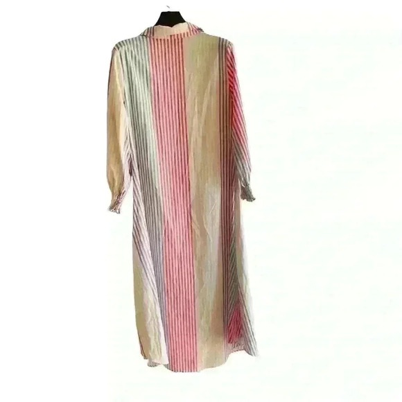 New Striped button down ladies Size large maxi curved hem dress - Picture 3 of 7